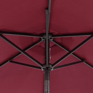 vidaXL Parasol avec LED et mât en acier Rouge bordeaux 225x225x212 cm