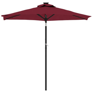 vidaXL Parasol avec LED et mât en acier Rouge bordeaux 225x225x212 cm