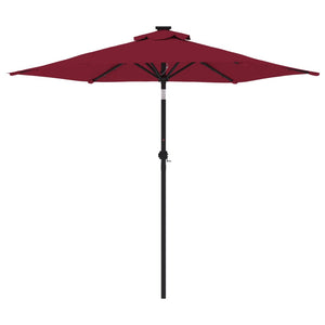 vidaXL Parasol avec LED et mât en acier Rouge bordeaux 225x225x212 cm