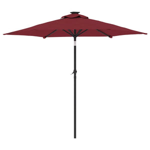 vidaXL Parasol avec LED et mât en acier Rouge bordeaux 225x225x212 cm