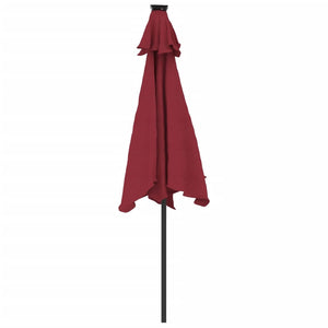 vidaXL Parasol avec LED et mât en acier Rouge bordeaux 225x225x212 cm