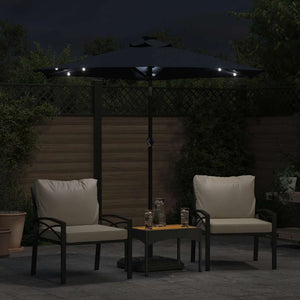 LED Sonnenschirm Schwarz 225x225cm