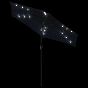 LED Sonnenschirm Schwarz 225x225cm