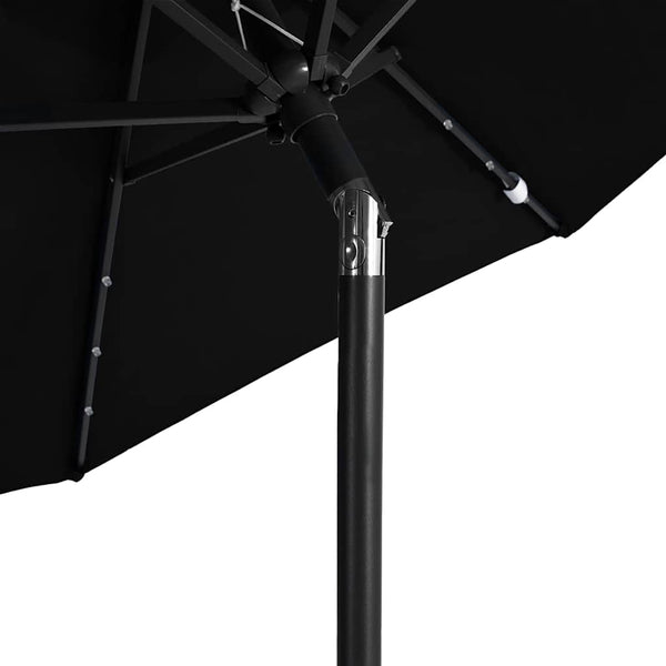 LED Sonnenschirm Schwarz 225x225cm