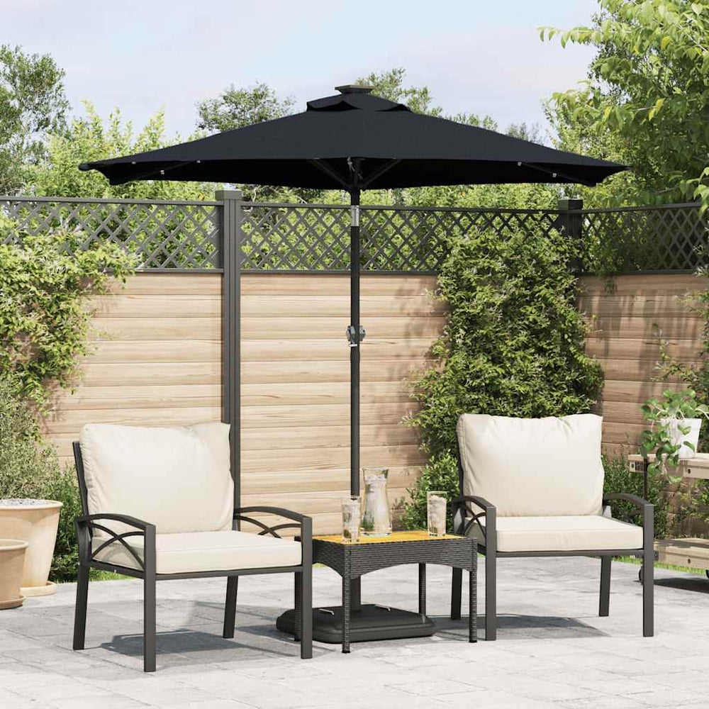LED Sonnenschirm Schwarz 225x225cm