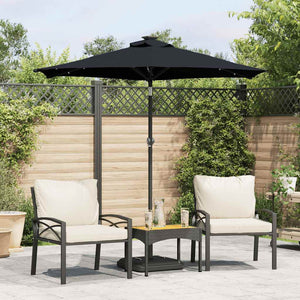 LED Sonnenschirm Schwarz 225x225cm