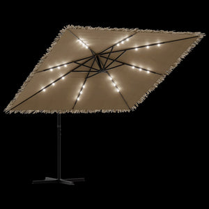 LED Sonnenschirm Braun 246x246cm