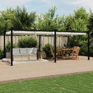 vidaXL Pavillon de jardin avec toit coulissant crème 3x6 m aluminium