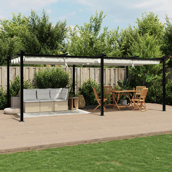 vidaXL Pavillon de jardin avec toit coulissant crème 3x6 m aluminium