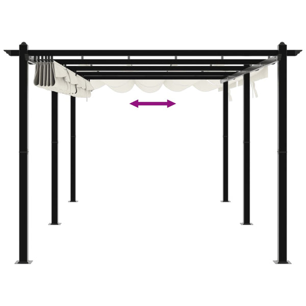 vidaXL Pavillon de jardin avec toit coulissant crème 3x6 m aluminium