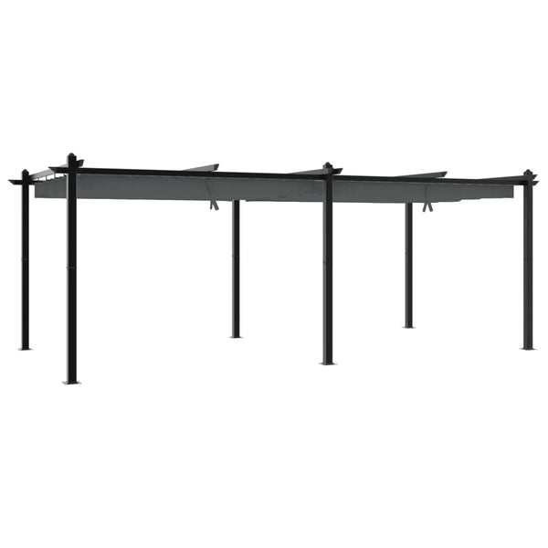 Anthrazit Gartenpavillon mit Ausziehbarem Dach 3x6m