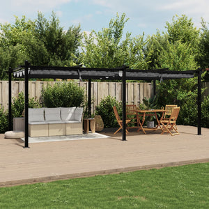 Anthrazit Gartenpavillon mit Ausziehbarem Dach 3x6m