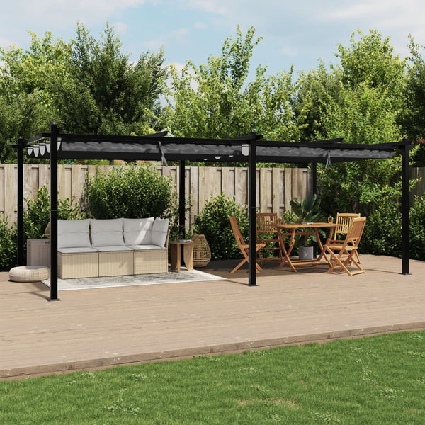 Anthrazit Gartenpavillon mit Ausziehbarem Dach 3x6m