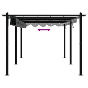 Anthrazit Gartenpavillon mit Ausziehbarem Dach 3x6m
