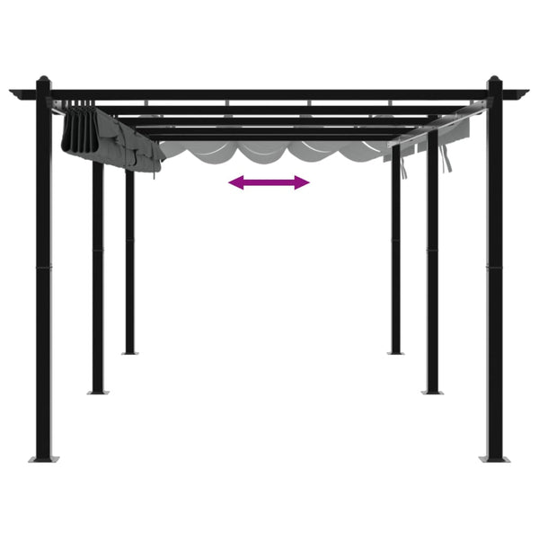 Anthrazit Gartenpavillon mit Ausziehbarem Dach 3x6m