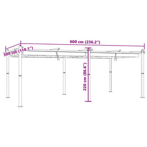 Anthrazit Gartenpavillon mit Ausziehbarem Dach 3x6m
