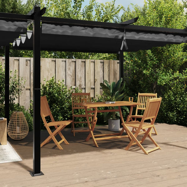 Anthrazit Gartenpavillon mit Ausziehbarem Dach 3x6m