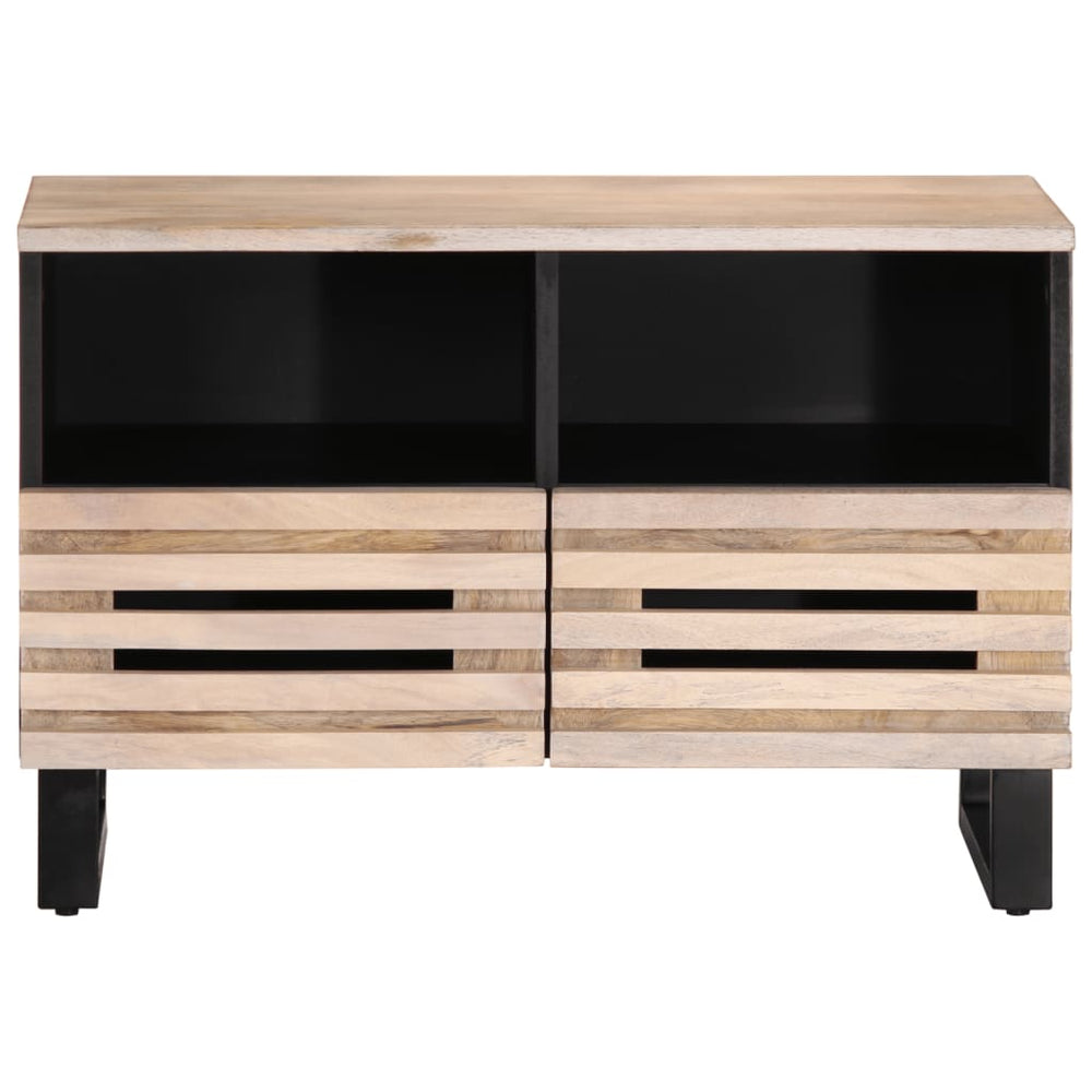 vidaXL Meuble TV Bois de Manguier Massif Blanc 70x34x46 cm