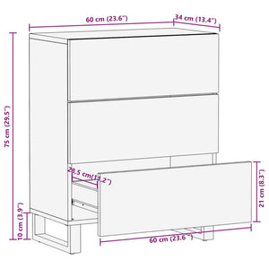 Weißes Sideboard Mango Massivholz 60 cm