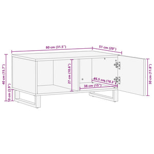 Couchtisch Braun Mango Massivholz 80x51 cm