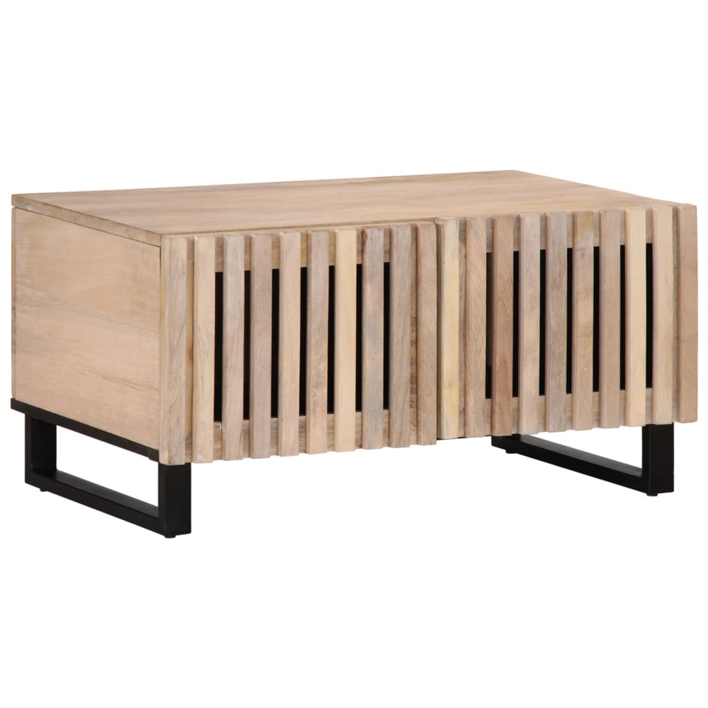 Weißer Couchtisch Mango Massivholz 80x51 cm
