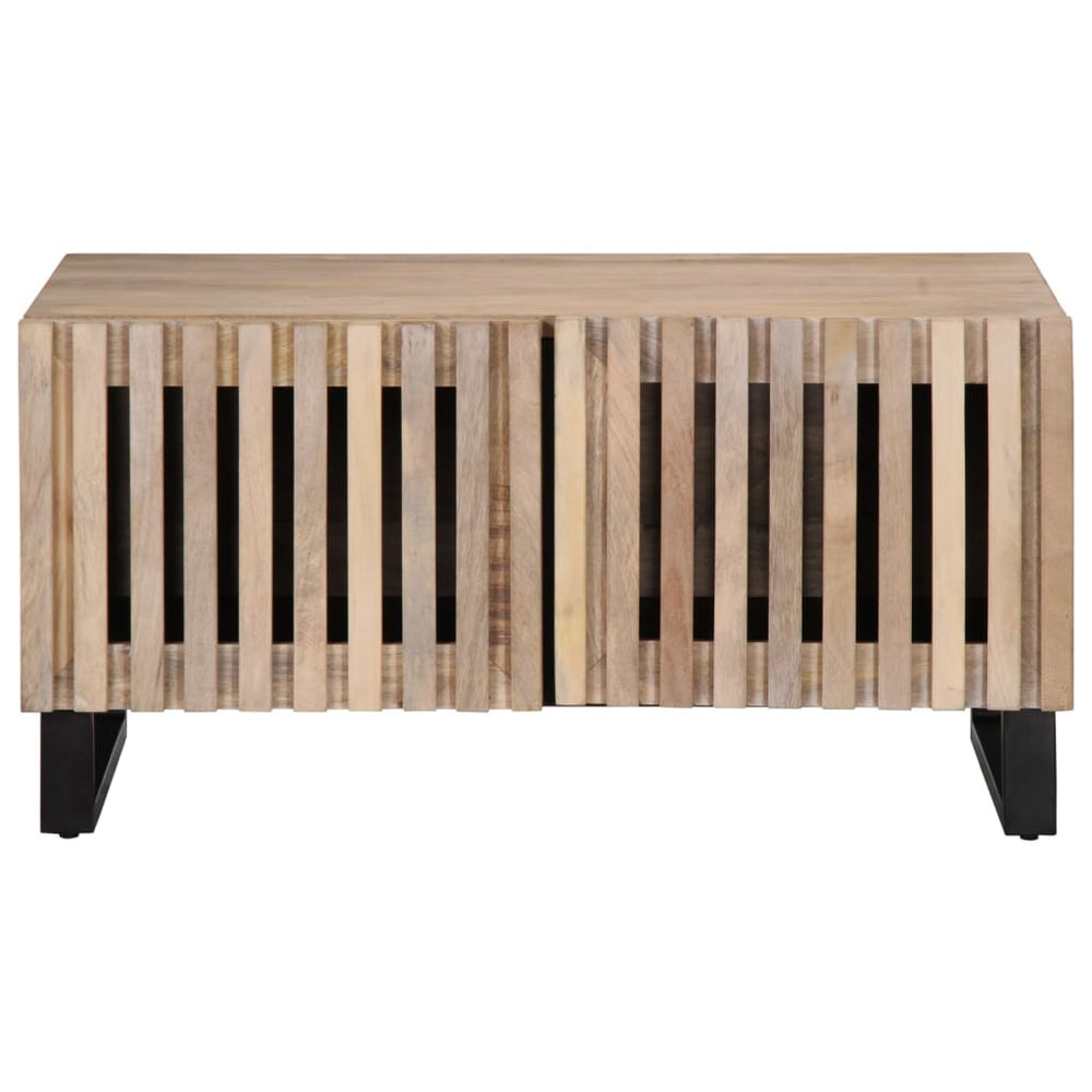 Weißer Couchtisch Mango Massivholz 80x51 cm