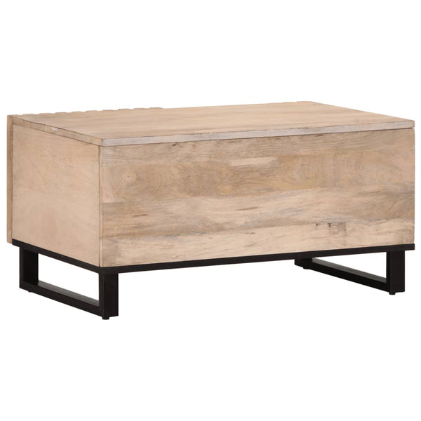 Weißer Couchtisch Mango Massivholz 80x51 cm