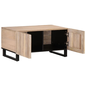 Weißer Couchtisch Mango Massivholz 80x51 cm