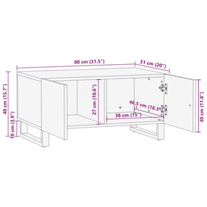 Weißer Couchtisch Mango Massivholz 80x51 cm