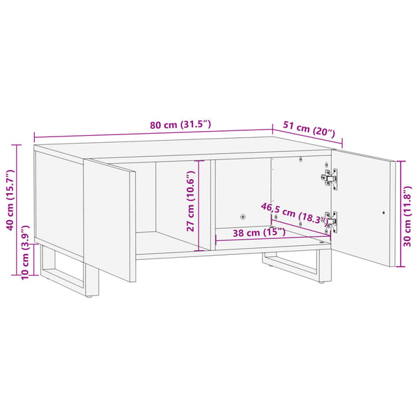 Couchtisch Akazie Massivholz 80x51 cm