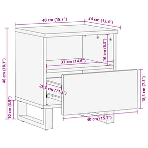 Nachttisch Mango Massivholz 40x34x46 cm