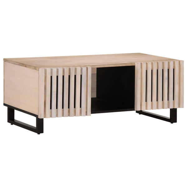 Weißer Couchtisch Mango Massivholz 100x55 cm