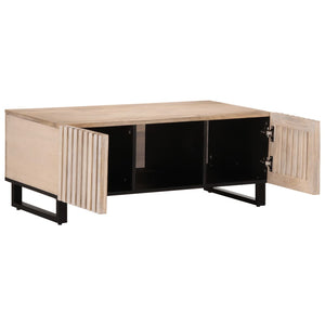 Weißer Couchtisch Mango Massivholz 100x55 cm