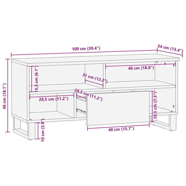 TV-Schrank Mango Massivholz 100cm