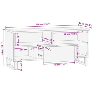 TV-Schrank Mango Massivholz Braun 100cm