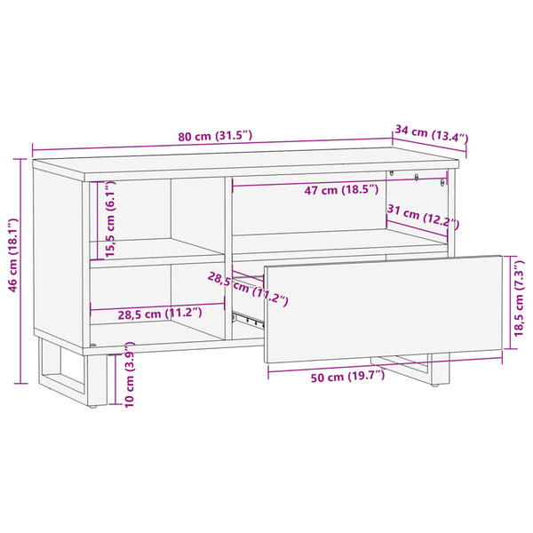 TV-Schrank Mango Massivholz 80 cm