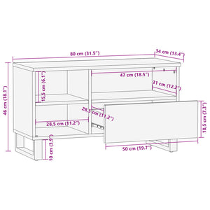 TV-Schrank Akazie Massivholz 80 cm