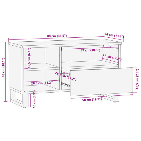 TV-Schrank Akazie Massivholz 80 cm