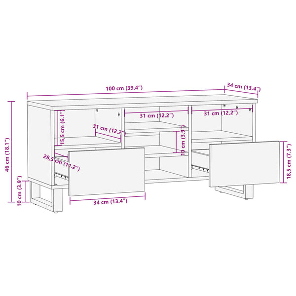 TV-Schrank Akazie Massivholz 100 cm