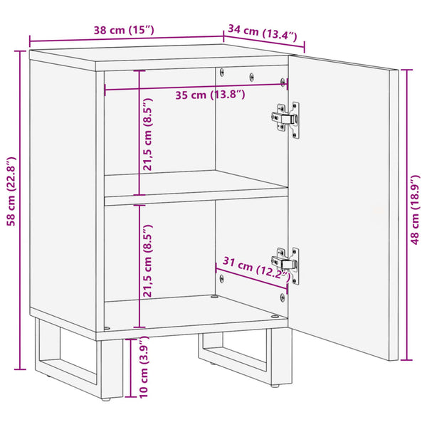 Mango Badschrank Massivholz 38x34x58 cm