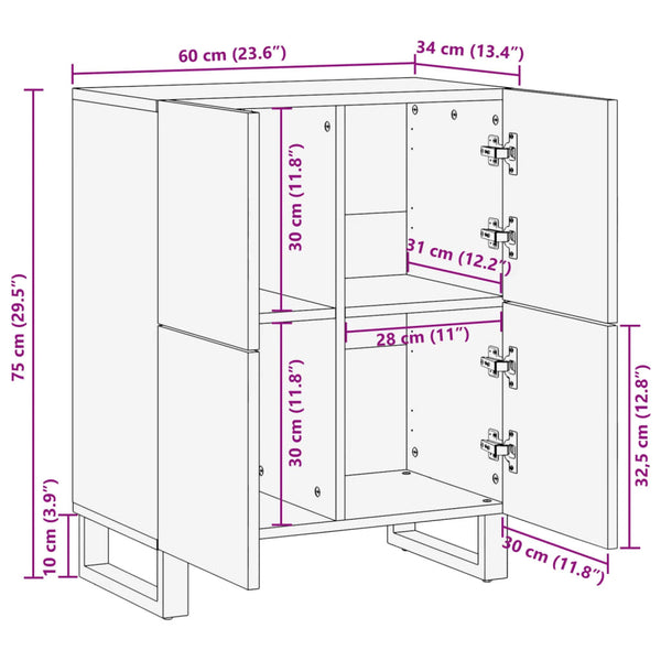 Akazie Sideboard 60 cm Massivholz