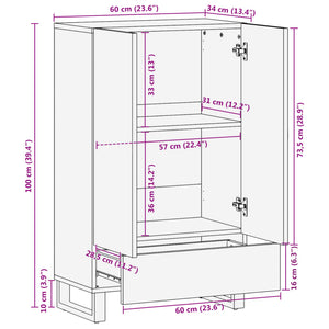 Highboard Mango Massivholz 60x100 cm