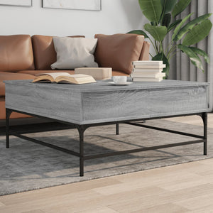 vidaXL Table basse gris Sonoma 95x95x45 cm en bois d'ingénierie et métal