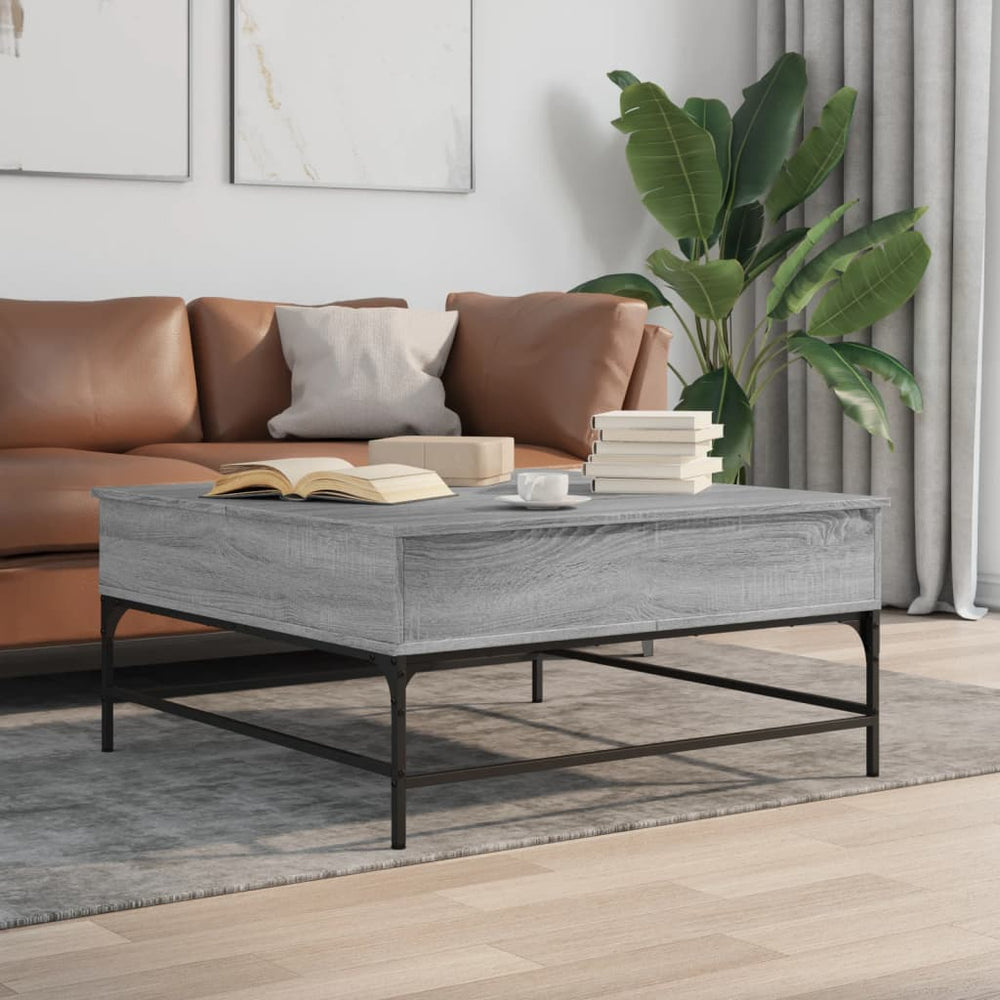 vidaXL Table basse gris Sonoma 95x95x45 cm en bois d'ingénierie et métal