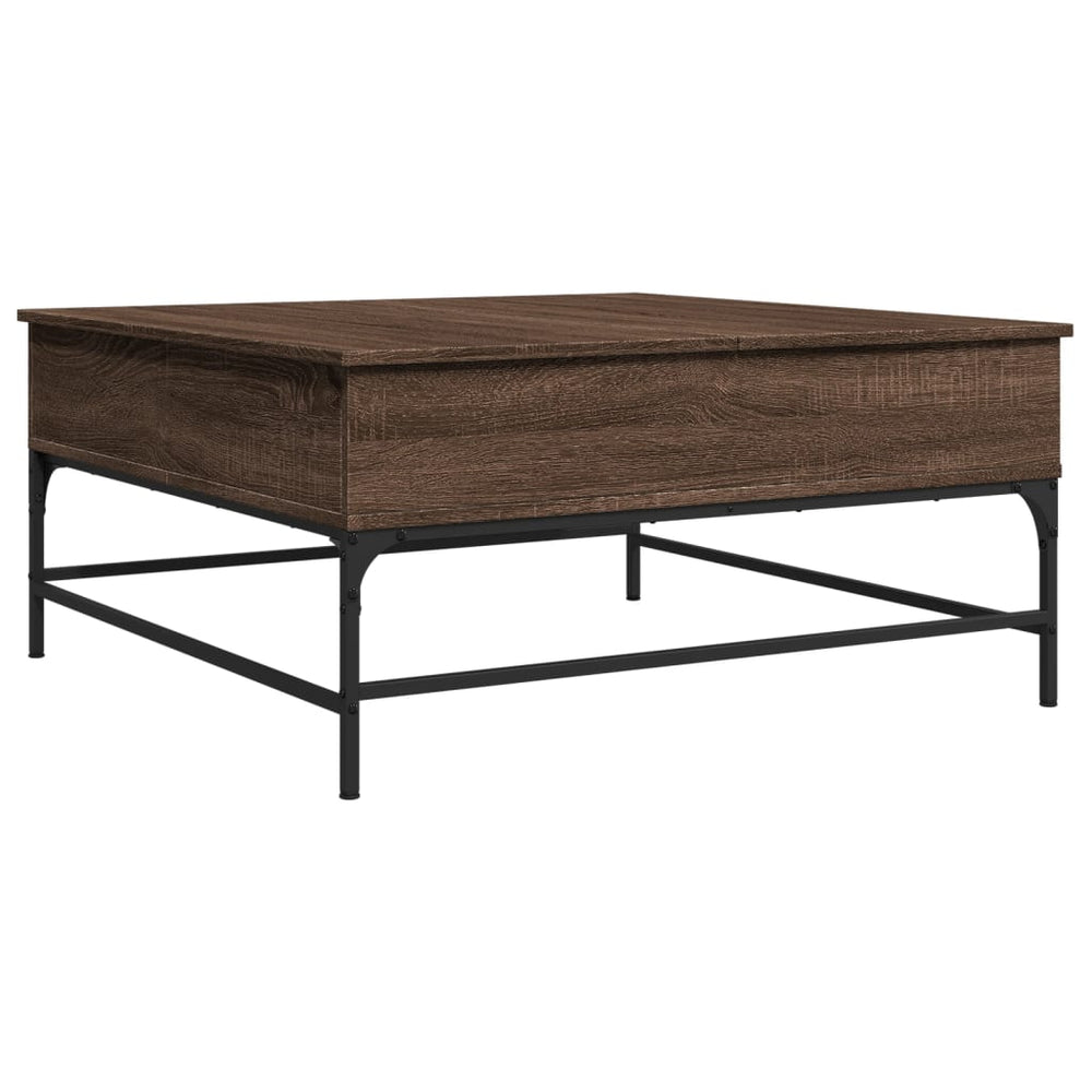 vidaXL Table basse marron aspect chêne 95x95x45 cm Bois d'ingénierie Métal