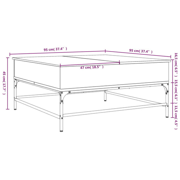 Couchtisch Braun Eichenoptik 95x95 cm