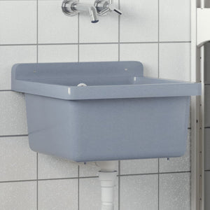 Graues Ausgussbecken zur Wandmontage, 40 cm
