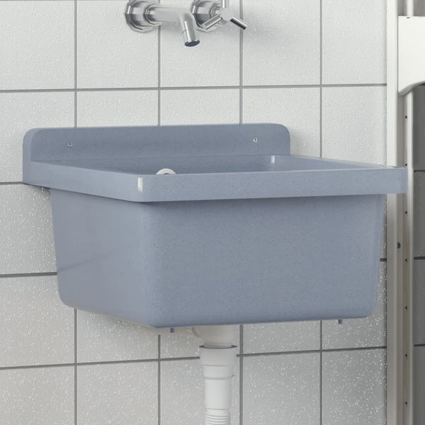 Graues Ausgussbecken zur Wandmontage, 40 cm