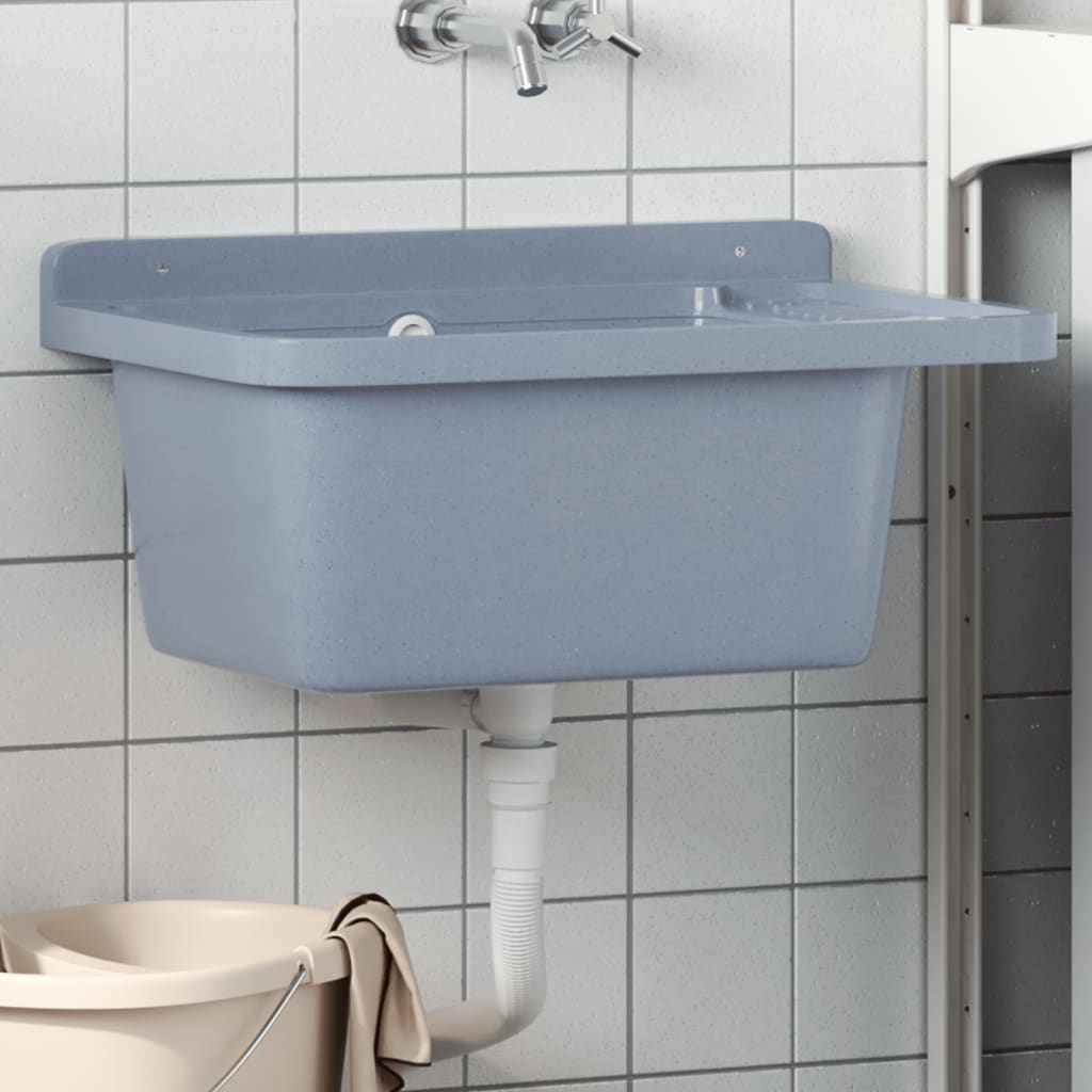 Graues Ausgussbecken zur Wandmontage, 60 cm