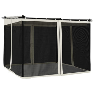 Pavillon Creme 3x3 m mit Netzwänden